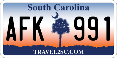 SC license plate AFK991