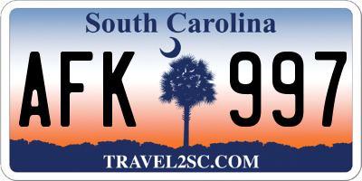 SC license plate AFK997