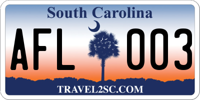 SC license plate AFL003