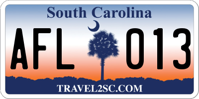 SC license plate AFL013