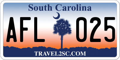 SC license plate AFL025