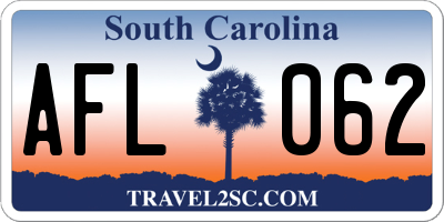 SC license plate AFL062