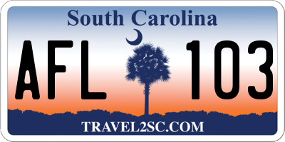 SC license plate AFL103