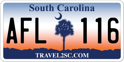 SC license plate AFL116