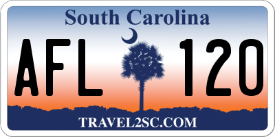 SC license plate AFL120
