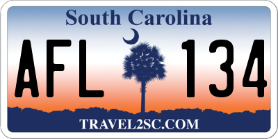 SC license plate AFL134