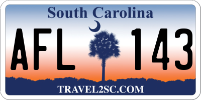 SC license plate AFL143