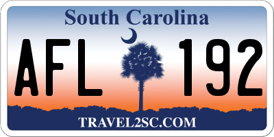 SC license plate AFL192