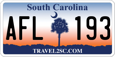 SC license plate AFL193