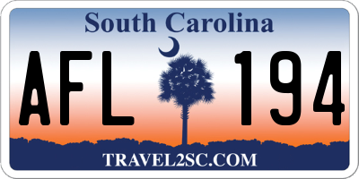 SC license plate AFL194