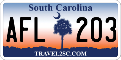 SC license plate AFL203