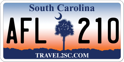 SC license plate AFL210