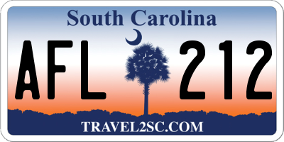 SC license plate AFL212
