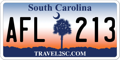 SC license plate AFL213