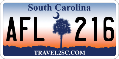 SC license plate AFL216