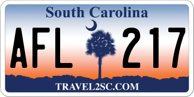 SC license plate AFL217