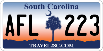 SC license plate AFL223