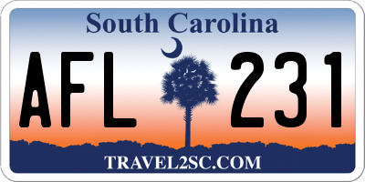 SC license plate AFL231