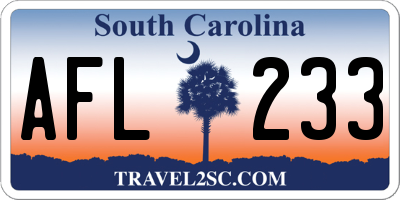 SC license plate AFL233
