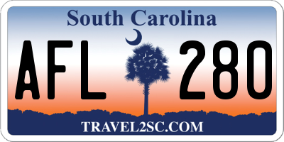 SC license plate AFL280