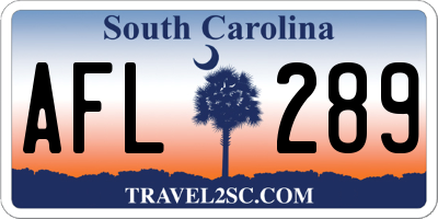 SC license plate AFL289