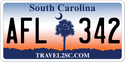 SC license plate AFL342