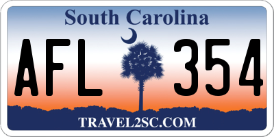 SC license plate AFL354