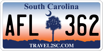 SC license plate AFL362
