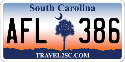 SC license plate AFL386