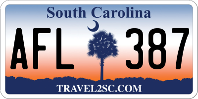 SC license plate AFL387