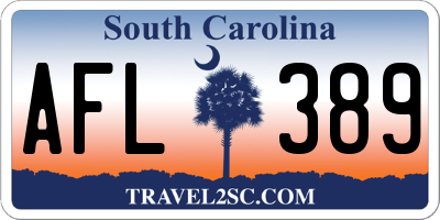 SC license plate AFL389