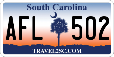 SC license plate AFL502