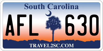SC license plate AFL630