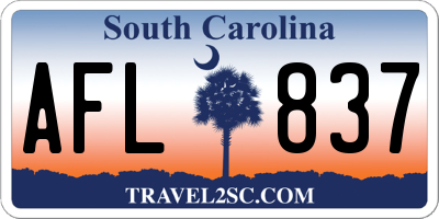 SC license plate AFL837
