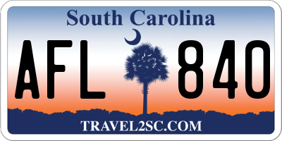 SC license plate AFL840