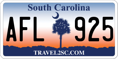 SC license plate AFL925