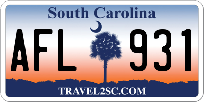 SC license plate AFL931