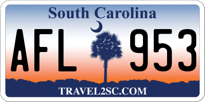 SC license plate AFL953