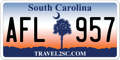 SC license plate AFL957