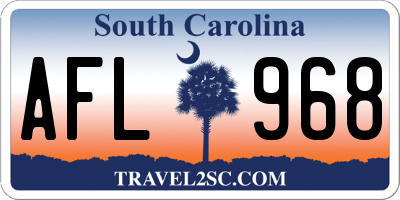 SC license plate AFL968