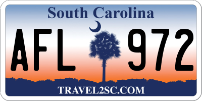 SC license plate AFL972