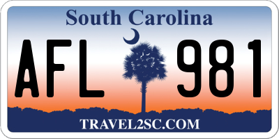 SC license plate AFL981