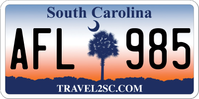 SC license plate AFL985