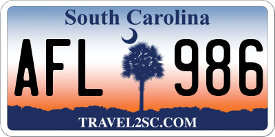 SC license plate AFL986