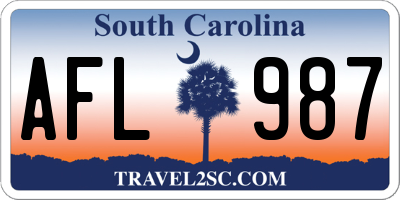 SC license plate AFL987