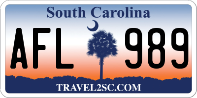 SC license plate AFL989