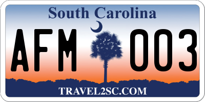 SC license plate AFM003