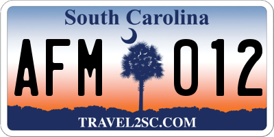 SC license plate AFM012