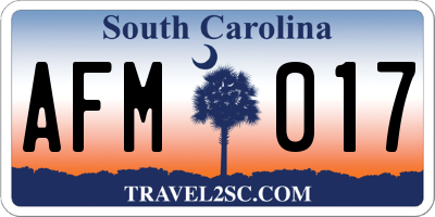 SC license plate AFM017