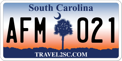 SC license plate AFM021